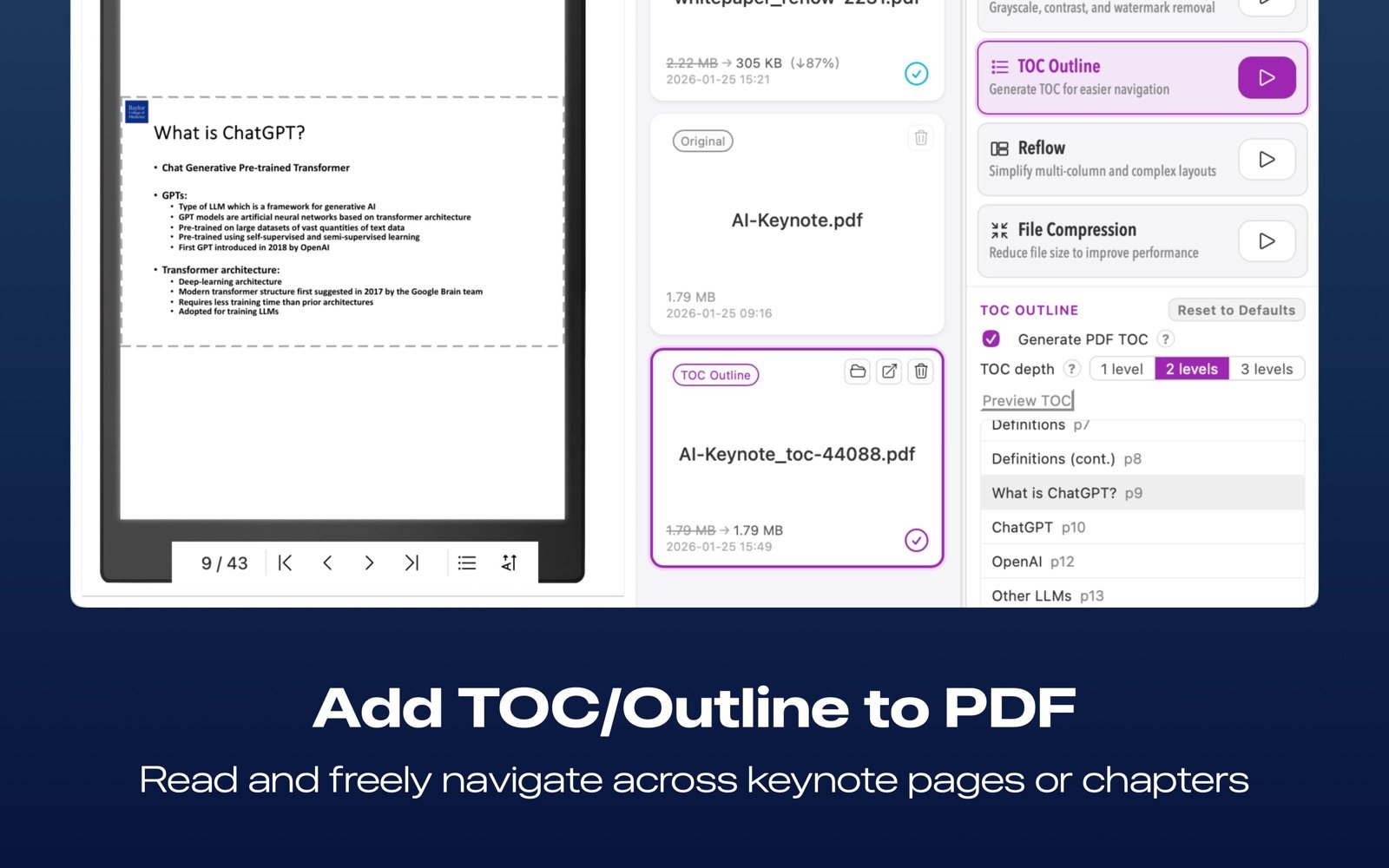 PDF Tuner feature preview from the Mac App Store