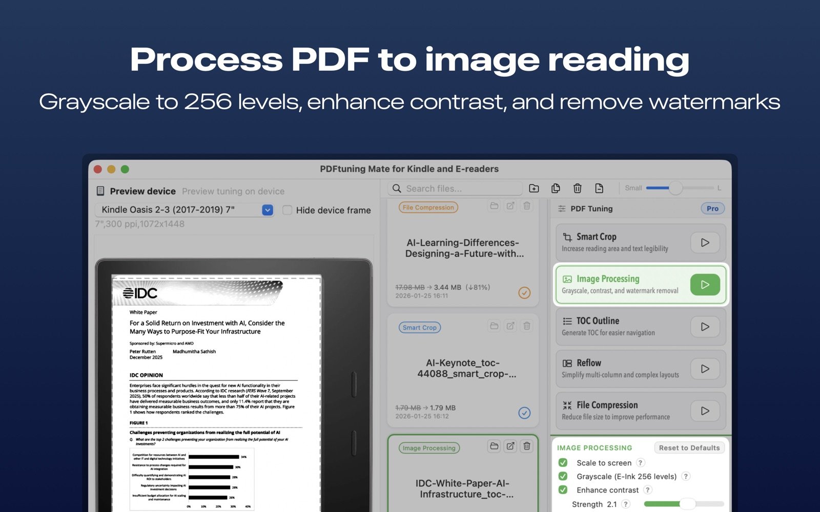 PDF Tuner reading optimization feature shown on the Mac App Store